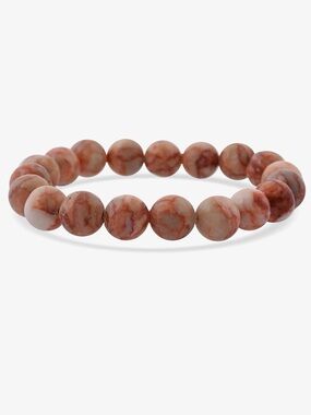 D’Joy Women’s Red Mesh Work Jasper Marbled Pink/Red Beaded Stretch Bracelet NWT